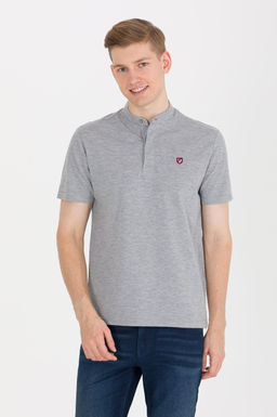 U. S. Polo Assn Мужская серая футболка с меланжевым воротником - U.s. polo assn фото 4