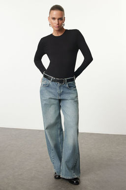 Siyah Bisiklet Yaka Slim/Vucuda Oturan Orme Body TWOAW25BD00014 - Trendyolmilla фото 2