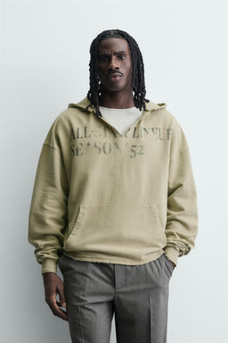 SUDADERA LAVADA TEXTO ESTAMPADO / Verdoso - Zara фото 2