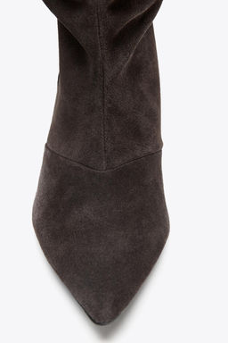 SPLIT SUEDE KITTEN HEEL BOOTS - Zara фото 7
