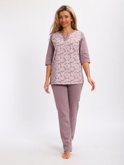 Пижама с брюками футер с начёсом (01059, кофе)