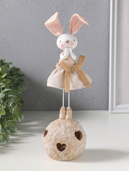 Фигура световая полистоун Зайка в льняном платье на шаре, 2?LR44, 8.5?8.5?26 см