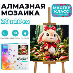 Мозаика алмазная "Зайка с корзинокой" 20*20 см