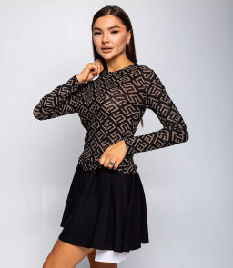 Лонгслив #КТ5930-8, чёрный,бежевый - Dommod фото 4