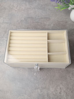 Шкатулка акриловая трехслойная бежевая 23,5х15,5х10,8 см / XY2844-D /уп 30/ - Галеонтрейд фото 3