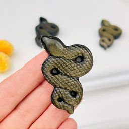 Фигурка Змея из золотистого Обсидиана