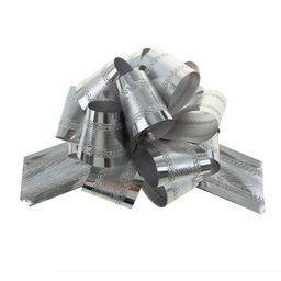 Подарочный бант-шар №5 полоска, серебро, для упаковки подарков