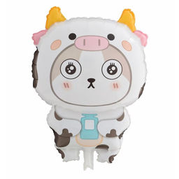 Цена за 3 шт. Воздушный шар фольгированный 28" «Кошка в костюме коровы», фигура