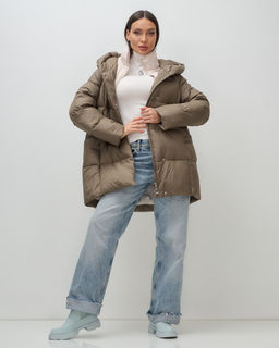 Куртка двубортная женская зимняя с капюшоном коричневого цвета 7736K Бренд: Visdeer  фото 15