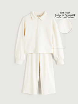 Polo Yaka K?z ?ocuk Soft Touch Sweatshirt ve E?ofman Alt