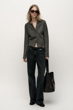 KNIT CARDIGAN WITH METAL BALL BUTTONS