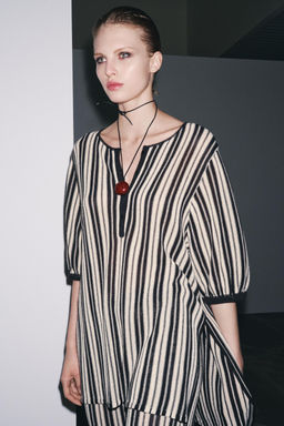 STRIPED KNIT TOP WITH LINEN - Zara фото 9