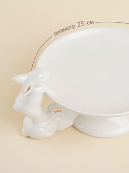 Блюдо сервировочное керамическое SL Home «Лесные кролики», 30,5×25×15,5 см, цвет белый