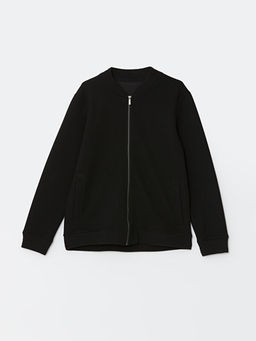 Kolej Yaka Uzun Kollu Erkek Fermuarl? Sweatshirt