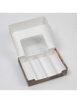 Цена за 5 шт. Коробка для эклеров, кондитерская упаковка, 4 вкладыша, «Мрамор», 20×15×5 см