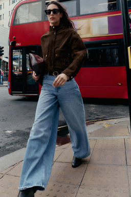 Z1975 HIGH-WAIST WIDE-LEG FULL-LENGTH JEANS WITH BELT - Zara фото 5