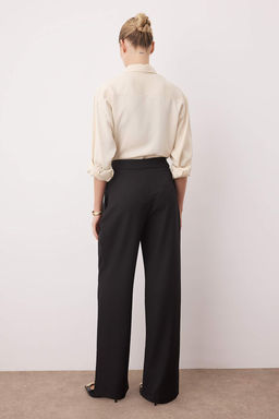 Siyah Wide Leg/Genis Paca Yuksek Bel Pantolon TWOAW26PL00036