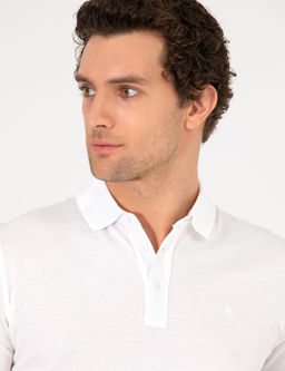 Белая базовая футболка узкого кроя с воротником поло из мерсеризованной ткани