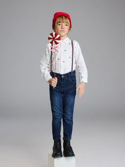 Regular Fit Bask?l? Erkek ?ocuk G?mlek