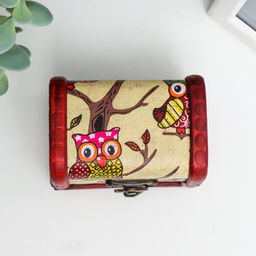 Шкатулка для украшений «Сундучок. Совята», дерево, 6×8×5.5 см