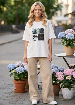 K13533 Футболка OVER SIZE (хлопок) БЕЛЫЙ