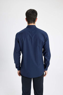 Рубашка Slim Fit с итальянским воротником и длинными рукавами без глажки - Defacto фото 6