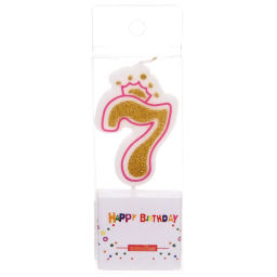 Цена за 10 шт. Свеча для торта Цифра Корона "7" 10 см