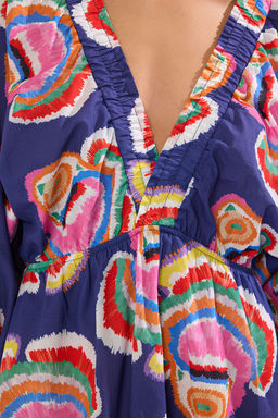 TRENDYOLMILLA K?rm?z? Mini Dokuma Balon Kollu %100 Pamuk Plaj Elbisesi TBESS25EL00082  фото 3