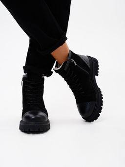 Ботинки 319.taskanabl.Черная замша+черный/байка