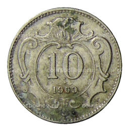 Монета 10 геллеров 1909 года Австрия