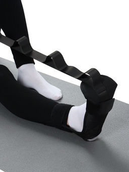 Эспандер-лента с захватами для мышц ног, чёрный