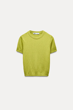 BASIC PLAIN KNIT SHORT SLEEVE TOP