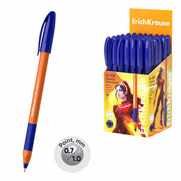 Цена за 50 шт. Ручка шариковая ErichKrause U-109 Stick&Grip Orange 0.7, Ultra Glide Technology, цвет чернил синий (в коробке по 50 шт.)
