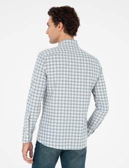 Haki Slim Fit Pamuklu Kareli G_mlek