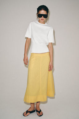 FALDA MIDI CON LINO ZW COLLECTION / Amarillo claro - Zara фото 2