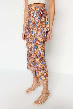 TRENDYOLMILLA Cok Renkli Cicek Desenli Viskon Kumasl? Midi Dokuma Etek TWOSS23ET00294 фото 12