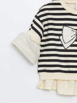 Bisiklet Yaka ?izgili K?z Bebek Sweatshirt - Waikiki фото 3