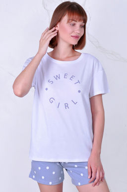 Арт. 9132 Пижама с шортами 42-50 (5 шт) Цвет:верх- белый, низ- бежевый