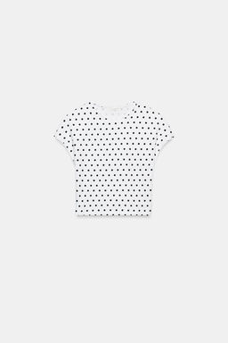 CAMISETA CROPPED MANGA CORTA / Blanco / Negro