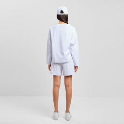 Костюм женский (толстовка, шорты) MIST, размер 40-42, белый