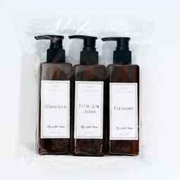 Цена за 3 шт. Дозатор для шампуня, кондиционера и геля для душа «Home collection», 250 мл, МИКС