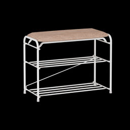 Подставка для обуви "Альфа 23" с сиденьем (Белый) (3-х полочная,60см)