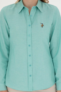 U. S. Polo Assn / Женская мятная базовая рубашка с длинным рукавом - U.s. polo assn фото 13
