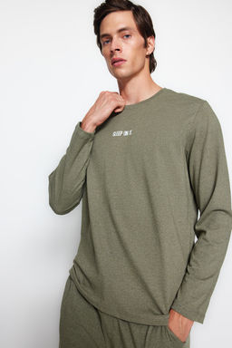 TRENDYOL MAN Lacivert Regular Fit Bask?l? Orme Pijama Tak?m? TMNAW24PT00005 - Trendyolmilla фото 17