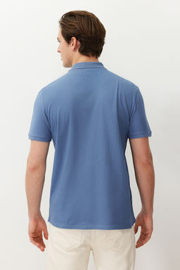 TRENDYOL MAN Indigo Regular/Normal Kesim Dokulu Polo Yaka T-Shirt TMNSS24PO00043 - Trendyolmilla фото 8