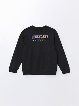 Bisiklet Yaka Bask?l? Uzun Kollu Erkek ?ocuk Sweatshirt
