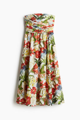 Vestido bandeau plisado