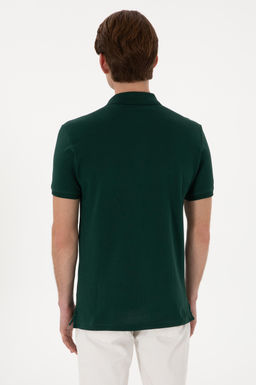 Erkek Slim Fit Polo Yaka Koyu Ye_il Basic Ti__rt - U.s. polo assn фото 5