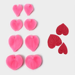 Набор молдов Сердца, силикон, 4 пары, розовый