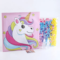 Аппликация помпошками Прекрасный единорог размер 30 30 см, клей 30 мл
